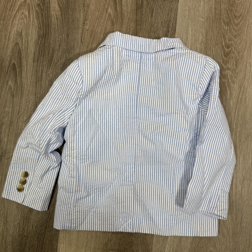 Janie And Jack Blazer Jacket Boys 18-24 Months Blue Stripe Seersucker Lined - Picture 9 of 10